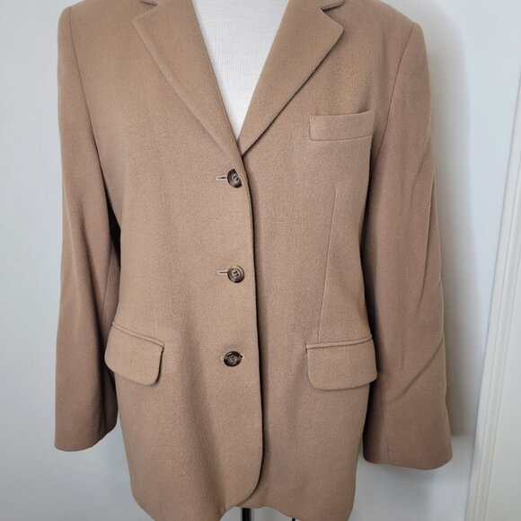 L.L. Bean Jackets & Blazers - L.L. Bean Womens Tan Wool Blazer 12 Jacket office siren Classic Preppy Academia